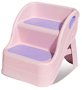 Balakaka Marche Pied Enfant à Partir de 1 an, Tabouret en Deux étapes pour Enfants Surface Antidérapante, Tabouret en Plastique pour Enfants pour Salle de Bain, Salon, Rose-Mauve