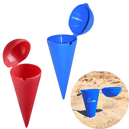 2 Stück - Aschenbecher mit Deckel - Strandzubehör - Tragbarer Aschenbecher für Handtasche, Outdoor und Garten.