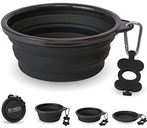 Bonza Extra Large Collapsible Dog Bowl - 1500 mL, Sturdy Reinforced Rim, Portable Travel Dog Bowl with Carabiner and Keychain