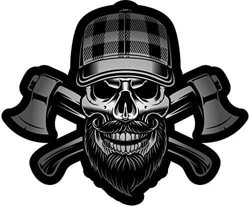 Samunshi Lumberjack Skull Totenkopf Aufkleber Autoaufkleber für Motorrad Fahrrad Roller oder Auto Sticker Schädel Totenschädel Holzfäller (10x8cm Lumberjack Skull Totenkopf)