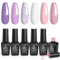 Beetles 6 Colors Gel Nail Polish Kit, Romantic Garden Pink Purple Glitter Gel Polish Milky White Soak Off Nail Lamp Cured Nail Art Gift Box DIY Manicure