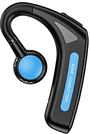 Open Ear Kopfhörer kabellos Headset Bluetooth Single Luftleitung Knochenschall Sportkopfhörer mit Ohrhaken Mikrofon Bluetooth-Headsets für ein Ohr Bone Conduction Ohrhörer für Sport Laufen Joggen blau