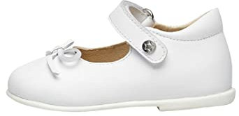 Naturino Ballerine in Pelle con Fiocco, Bianco-Argento 22