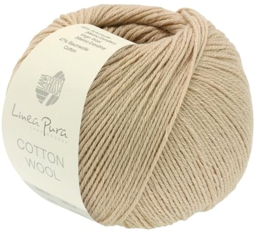 LANA GROSSA Cotton Wool | Klassisches Schurwollgarn mit Baumwolle | Handstrickgarn aus 53% Schurwolle (Merino extrafein) & 47% Baumwolle | 50g Wolle zum Stricken & Häkeln | 195m Garn FB 10
