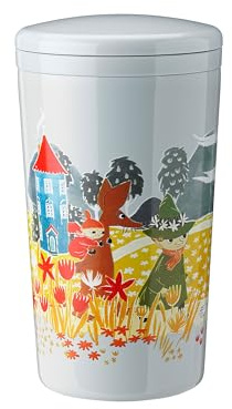 Stelton Thermobecher Carrie Moomin Sky, Isolierbecher, Edelstahl, Kunststoff, Blau, 400 ml, 1375-7