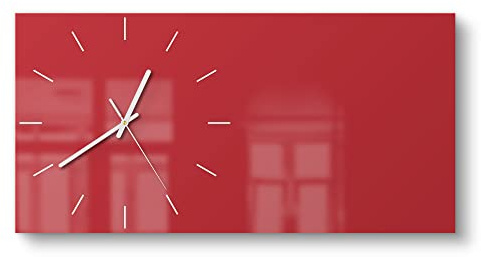 DEQORI Glasuhr | vertikal 60x30 cm | Unifarben - Rot | große XXL Design Uhr aus Glas | leise Wanduhr für Wohnzimmer & Küche | moderne Hingucker Uhr für die Wand