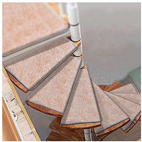 MUVLUX Stufenmatten 5 Stück Wendeltreppen-Trittmatte, rutschfeste Treppenkissen, Innenabbiegung rechts, Treppenschutz, Stufenmatten for Bodentreppen (Size : 60 * 33/12cm)