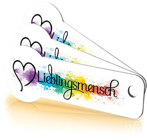 Einkaufswagenlöser ® Lieblingsmensch® bunt/Schlüsselanhänger Einkaufschip mit Schlüsselfundservice/Abziehbarer Einkaufswagenchip Metall, Chip Einkaufswagen, Key Finder / 3 Stück