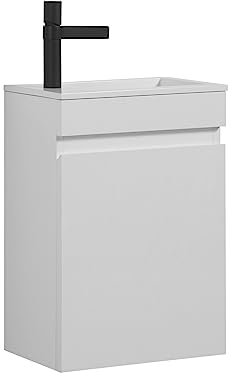 GOOM Gäste-WC Waschtisch Set 40 cm Badmöbel Vormontiert Klein Waschbecken mit Unterschrank (Glossy Weiß)
