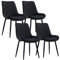 CLIPOP Esszimmerstühle, Küchenstühle, Wohnzimmerstühle, Polsterstühle mit Rückenlehne, für Esszimmer, Küche, Wohnzimmer, Büro, Sitzfläche aus Leinen, Metallbeine (Samt Schwarz, 4er Set)