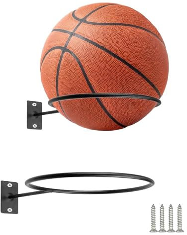 YunBey Wandhalterung Ball Halterung, 2 Stück Metall Ballhalter Schwarz, Basketball Halter Wand mit Schrauben für Fußball, Basketball, Volleyball, Rugby Display
