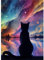 EOBROMD Diamond Painting Erwachsene Katze, 5D Diamant Painting Bilder Erwachsene Sternenhimmel, DIY Diamond Painting Bilder Diamant Malerei Set für Wanddekoration 30x40cm