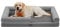 Feandrea Orthopädisches Hundebett, Hundekissen, Hundekorb, weiche Polsterung, Hundesofa, erhöhte Ränder, Bezug abnehmbar und waschbar, 135 x 107 x 25 cm, rutschfeste Unterseite, hellgrau PGW079G02