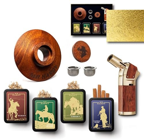 Cocktail Smoker Kit - Whisky Smoker Bar Tool Set with Torch (NO Butane), Old Fashioned Smoker Kit 4 Flavors Gift for Fathers' Day, Birthday etc.