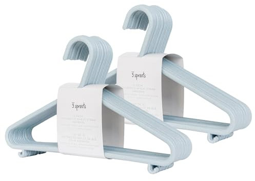 3 Sprouts - Kleiderbügel für Kinder – Baby und Kleinkinderkleidung - Nachhaltige Kleiderbügel aus Weizenstroh Kunststoff, Baby-Kleiderbügel für den Schrank, Kinder-Kleiderbügel, 30 Stück - Blau