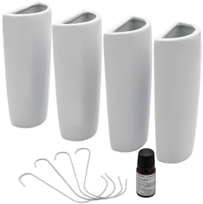 Keramik Luftbefeuchter halbrund für Heizkörper 4er Set - 19 x 9 cm - Wasserverdunster zum Einhängen an Heizkörpern - Universal Raumbefeuchter Wasser Verdampfer kabellos