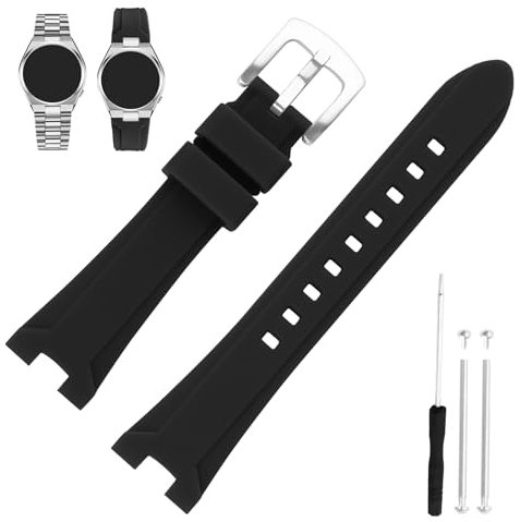 MMBAY Gummi-Uhrenarmbänder, 22 mm, kompatibel mit Citizen Tsuyosa Automatic NJ015, Nj0150, Serie, Nj0150-81E, Nj0150-56W, Nj0150-56Z, Ersatz-Silikon-Uhrenarmband mit Faltschließe, für Damen und