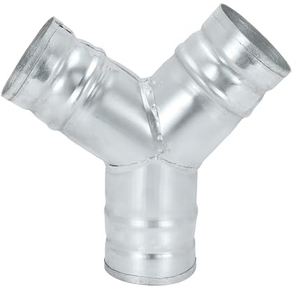 PATIKIL 3 Zoll 3-Wege-Luftkanalverbinder Verzinkter Stahl 45 Grad Y-Form Luftkanalverteiler Lüftungsschlauch Auspuffrohr Adapter Staubsammelzubehör Für HVAC Trocknersysteme