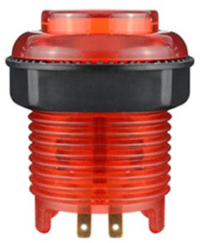 Sefdrert 1 Botón Pulsador LED Iluminado de 28 mm con Tuerca y Cable de Luz de 4 para Piezas de Máquina de Juego de de Tablero de Retardo Cero, Color Rojo