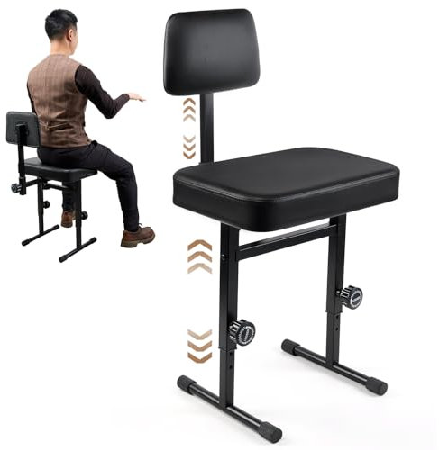 MoyRetty Adjustable Piano Bench with Back, Keyboard with Backrest, Adjust Height Seat for Padded Cushion for Musicians Piano Stool Chair Black