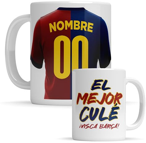 Taza personalizada Barça - Regalo Original para aficionados del Futol - Personaliza tu taza de desayuno - Taza de Desayuno café