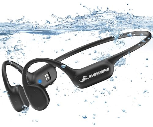 Swimming Headphones, IP68 Waterproof Bone Conduction Headphones Bluetooth 5.4 with MP3 Player 32 GB Storage, Wireless Sports Open Ear Underwater Earphones for Swimming, Running,Cycling,Surfing