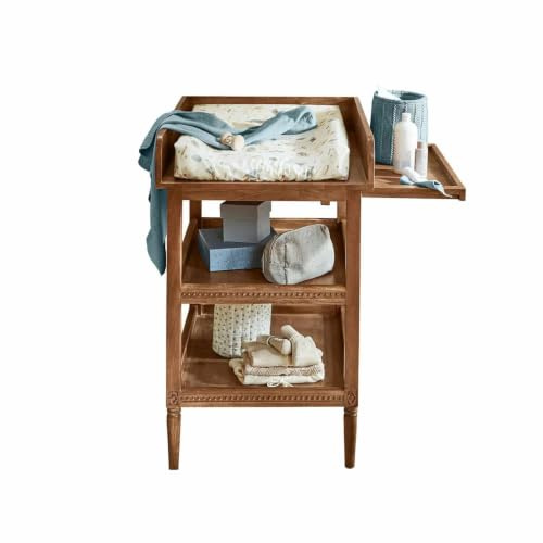 LOBERON Wickelkonsole Bellouvre, Seitlicher Ausziehtisch, Naturbelassen, Detailreich Verzierte Kanten, Babyzimmer, Wickeltisch, Mangoholz, braun