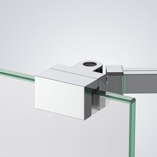 Heilmetz Stabilisateur pour Verre Épaisseur 6-8mm, Support de Verre Orientable à 180°, Barre de Stabilisation de Douche (Argentés)