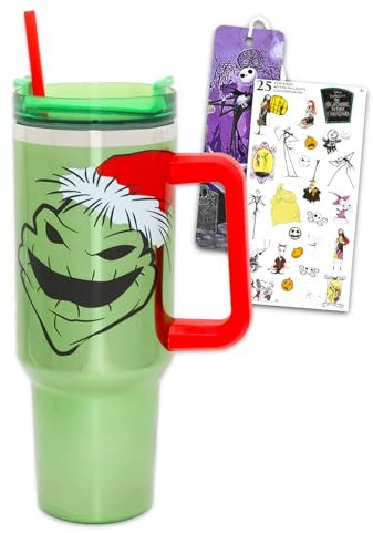 Disney Nightmare Before Christmas Stainless Steel Cup Set - Bundle with Oogie Boogie Tumbler, Sticker, More | Disney Tumblers for Girls, Boys