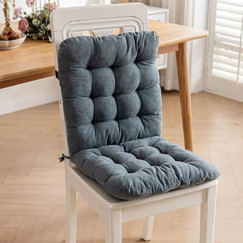 UWOBTN Sitzkissen Stuhlkissen mit Rückenteil für Outdoor, Indoor, Küchen, Garten，Esszimmer，40×40cm Bürostuhl Stuhlauflage mit Bänder Niedriglehner Sitzpolster(A)