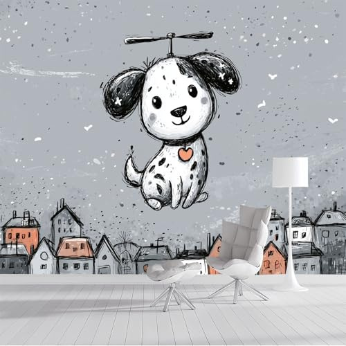 Dalmatinische Stadt Tapete Wandbild Fototapete, Cartoon-Tiere Wandtapete Foto Für Wohnzimmer Schlafzimmer Fernseh Hintergrund Wand-Kunst-Deko 200x140cm, Grau