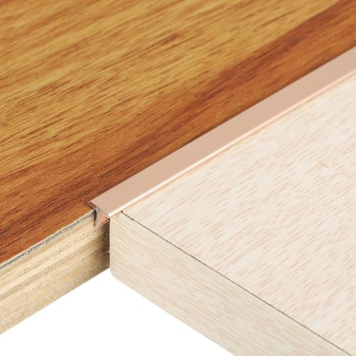 QUARKZMAN Übergangsprofil 90cm x 6mm T-Formleiste Übergangsleiste Boden Aluminiumlegierung Vinyl Boden Fugenleiste für Türschwellen Türteiler Laminat Fliesen Champagner Gold