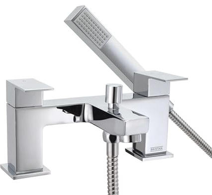 Bristan Qubo Bathroom Taps, Chrome Bath Shower Mixer tap | QB BSM C, Modern design, Matching bathroom sink taps available, Lifetime Cover