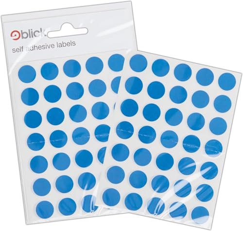 Blick Labels, Blue, Self Adhesive Stickers, Coloured Dot, Circles, 13mm, 140 Labels, for Home, Office, Family, School, Holiday Calendar Organising, Planner, Rewards Chart, Colour Coding (Pack of 5)
