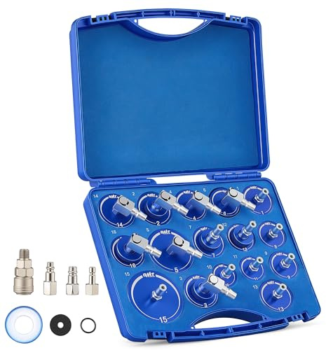 OMT 23-TLG. Bremsenentlüfter Adapter-Set Aus Aluminium Mit Schnellkupplung | Hauptbremszylinder-Adapter Mit O-Ring-Dichtung, Universal-Set Für BMW & Audi, Auslaufsicherer Bremsflüssigkeitswechsel