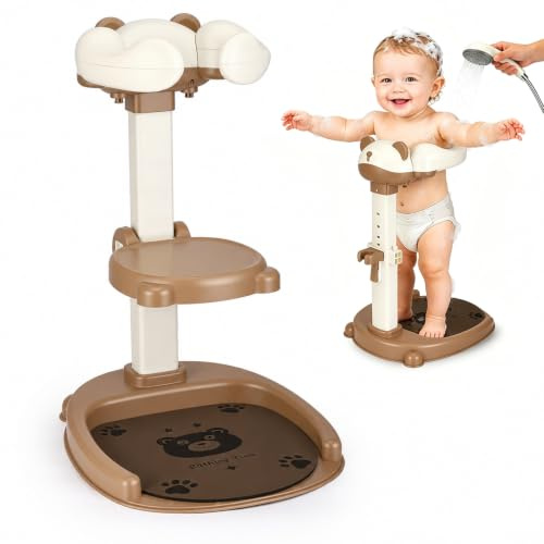 Soporte Ducha Bebé con Asiento, 7 Alturas Ajustables Antideslizante