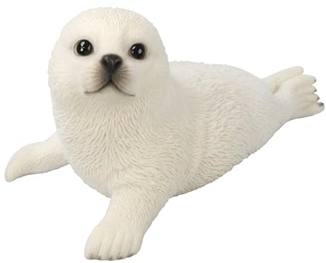 HotAnt Gartendeko - Robbe – Tierfigur aus Polystone – Weiß – Frosthart für Gartendeko draußen und Geschenke für den Garten