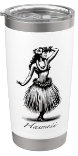 Aloha Hawaii Wahine Hula Tanztänzerin im hawaiianischen Vintage-Stil Doppelwandiger Edelstahl-Thermobecher