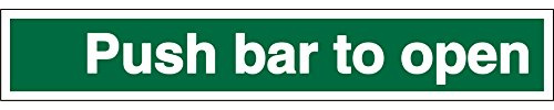 Seco Push Bar to Open Sign, 300mm x 50mm - 1mm Semi Rigid Plastic