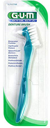 2 GUM Prothesenbürste mit doppeltem Bürstenkopf hart