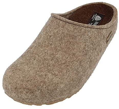 HAFLINGER Grizzly Michl Filzpantoffel Hausschuh mit Gummisohle Torf, Gr. 40