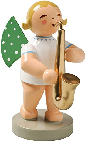 Wendt & Kuhn Grunhainichen Engel Saxophon Figur handbemalt