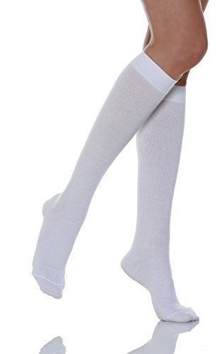 Relaxsan 820 (Weiß 5-XL) Kompressionsstrümpfe 18-22 mmHg Herren und Damen, Abgestufte Kompression Socken
