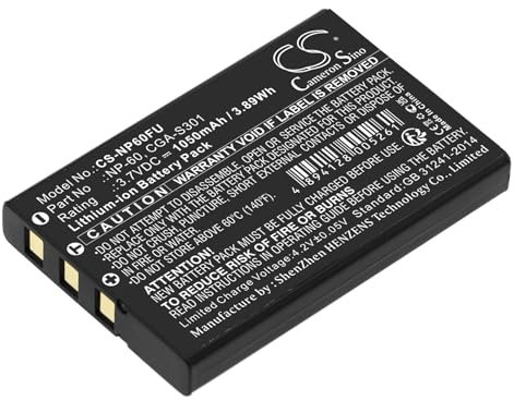 Batterie pour Toshiba Camileo H10 PX1456K, 3.7V, 1050mAh, Li-ion
