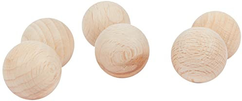 RAYHER HOBBY Rayher 6252400 Rohholz-Kugeln, ungebohrt, 25 mm ø, 6 Stück, Buchenholz, Holzkugeln ohne Loch, zum Basteln und Bemalen, wood