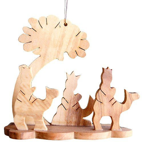 Junker Verlag Christbaumschmuck aus Olivenholz - Heilige DREI Könige - 7cm, hergestellt in Bethelem