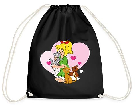 Spreadshirt Bibi Blocksberg Kuschelt Mit Süßen Kätzchen Turnbeutel, One size, Schwarz