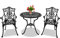Centurion Supports TABREEZ Garden & Patio Table & 2 Large Chairs with Armrests Cast Aluminium Bistro Set - Black