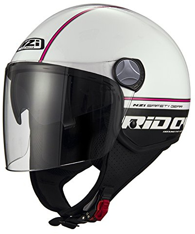 NZI Capital2 Duo Offenes Gesicht Motorradhelm, Glanz Rid On Weiß Rosa, Größe XL