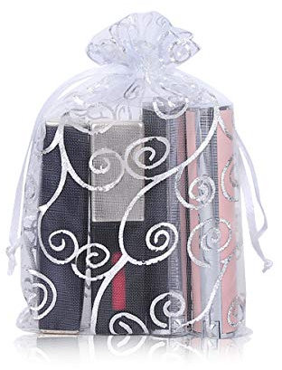 YFZYT 100 Stück Organzabeutel Schmuckbeutel Organzasäckchen Hochzeit Säckchen Geschenkbeutel Bonbonsbeutel für Hochzeit Geschenk Geburtstag - 15x20 cm/5.91x7.87 Zoll, Weiß Silber